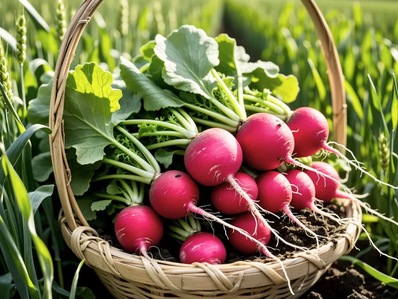 A basket of radishes