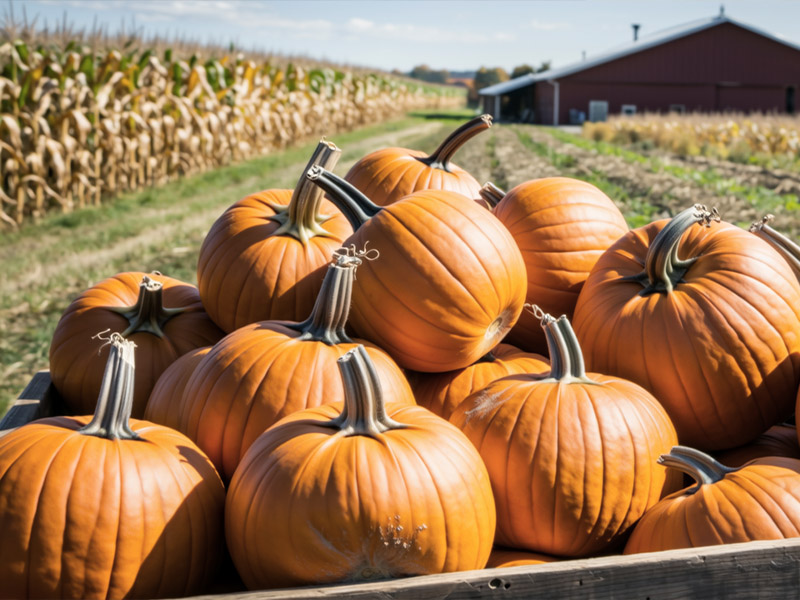A cart of pumpkins