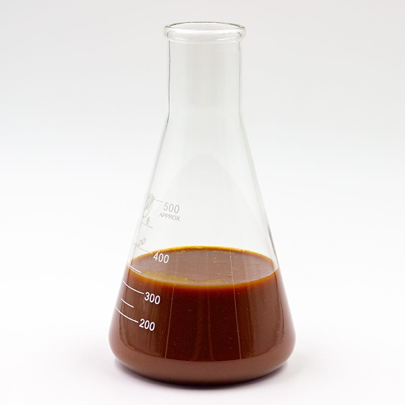 Liquid fertilizer concentrate sample for comparison with water-soluble powder